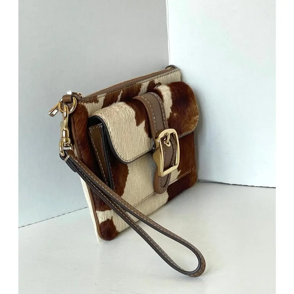 Coach Ashton Wristlet Haircalf Cow Print Leather Clutch CDY07  C